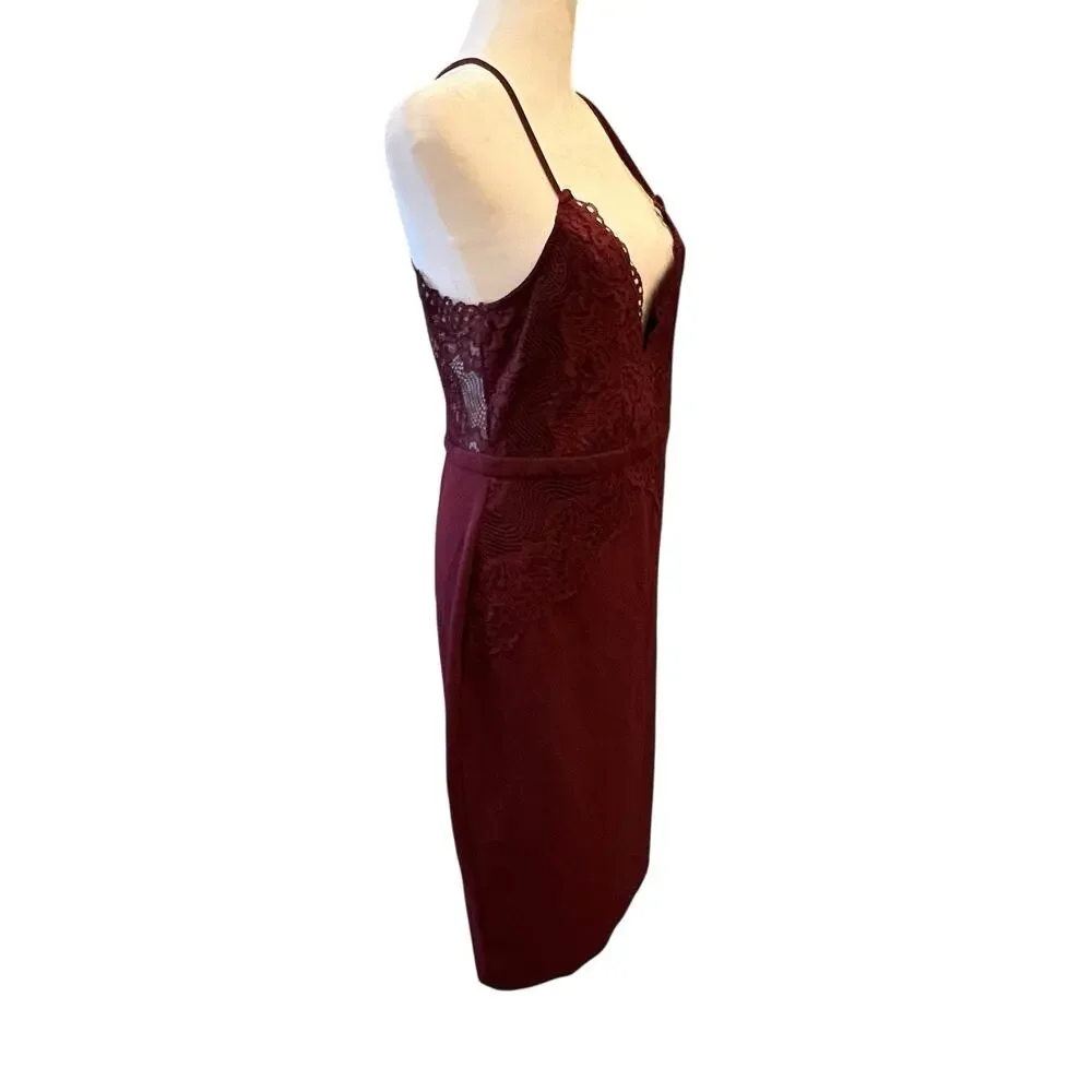 Y2K Whimsigoth Burgundy Slip Dress Sheer Lace Dark Fairy Romantic Witchy Vamp XL - Picture 8 of 16